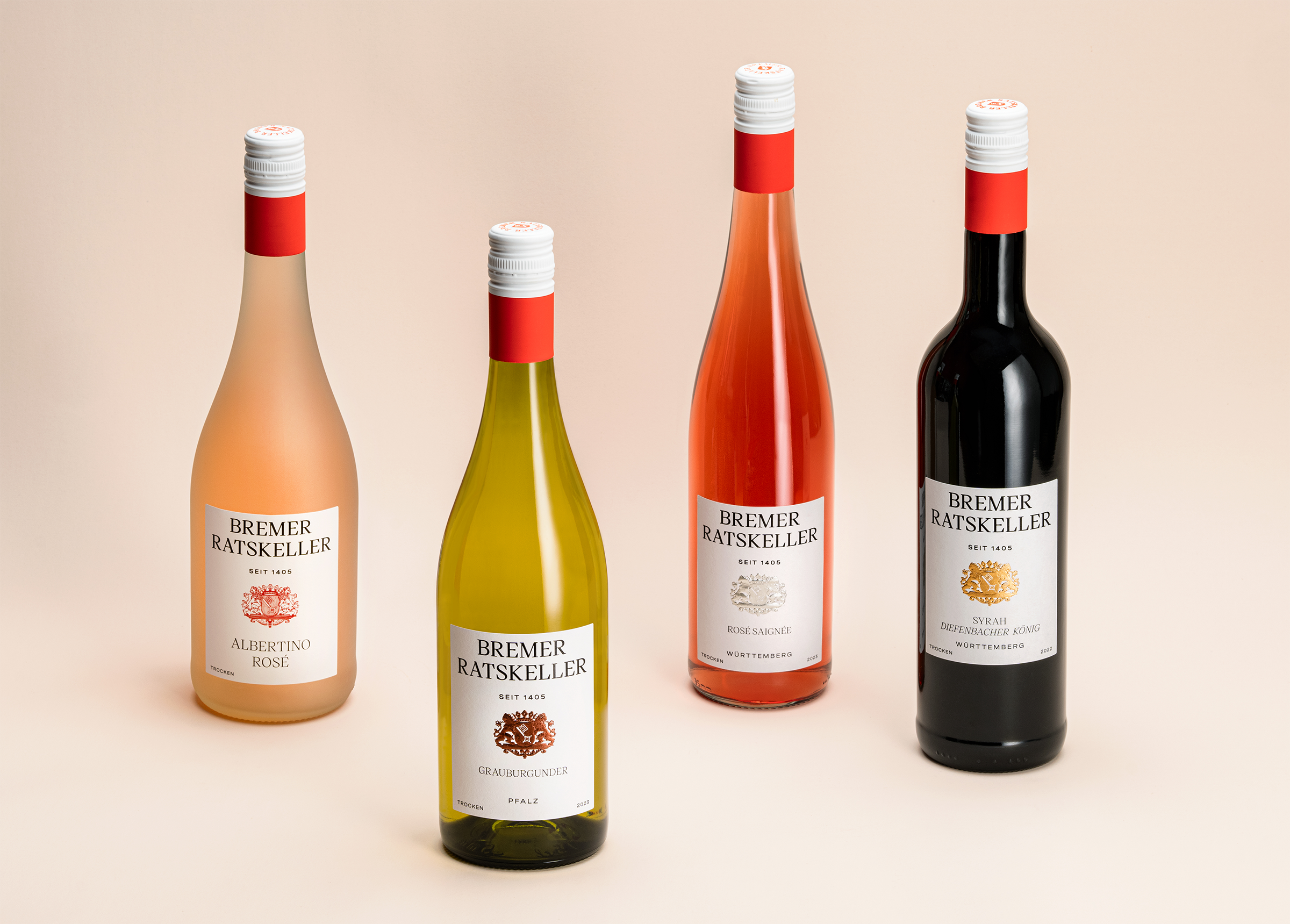 Alle Weine Bremer Ratskeller Weinflaschen im neuen Design