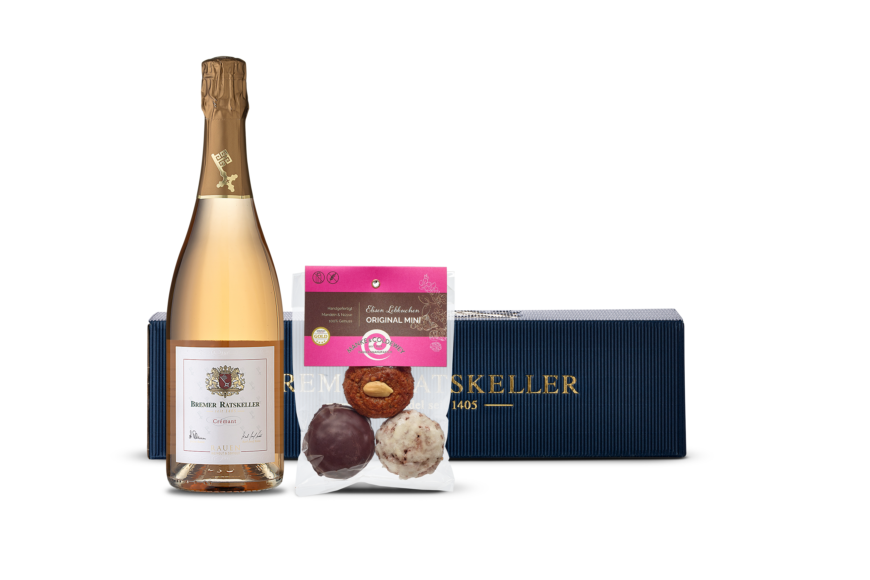 Präsent Crémant & Lebkuchen im 1er Schmuckkarton